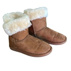 APRES BY LAMO BROWN FAUX SUEDE FUR LINED WINTER SLIP ON BOOTIES SIZE 5